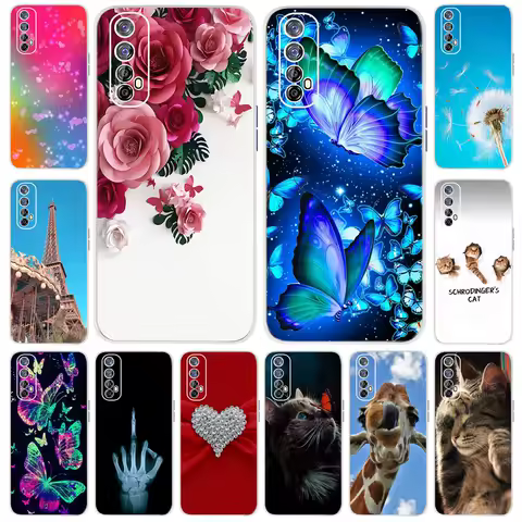 Luxury Flower Pattern Case For Realme 7 Coque Realme 7 Pro Transparent TPU Soft Cover Cases For Real