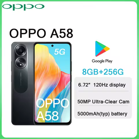 OPPO A58 6.72" 120Hz Screen 5G LTE Smartphone 8GB+256GB 50MP Camera 5000mAh Battery Side Fingerprint