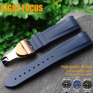 22mm Curved End FKM Rubber Watch Band for Tudor Black Bay StrapPelagos WatchbandBlack Bay GMTBlack Bay ChronoHeritage Chrono Tudor Deployment Clasp Watch Strap Watch Band Tudor Black Bay Pro/GMT/Chrono/P01/Ranger/Pelagos Fluororubber Watch Bracelet