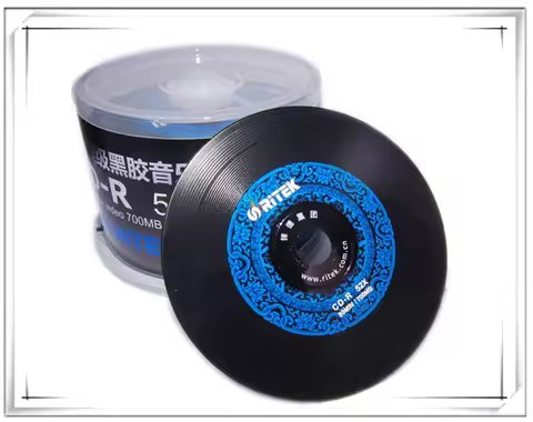 Wholesale 5 discs A+ Ri-brand Blank Printed 52x 700MB Black/Blue CD-R