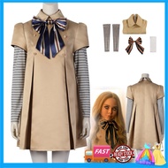 M3GAN Cosplay Costume Wig Megan Dress AI Doll Robots Dress Top Socks M3GAN Full Set Outfit for Girls and Adult Cosplay