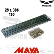 Maya Spokes 28" 13G x 306mm Chrome Spokes Vintage Ontel Kebo Old School Onthel Bicycle Spokes