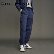 GIORDANO WOMEN Woven Cargo Pants with Elastic Waist, Cuffed Ankles & Brand Print 12416001