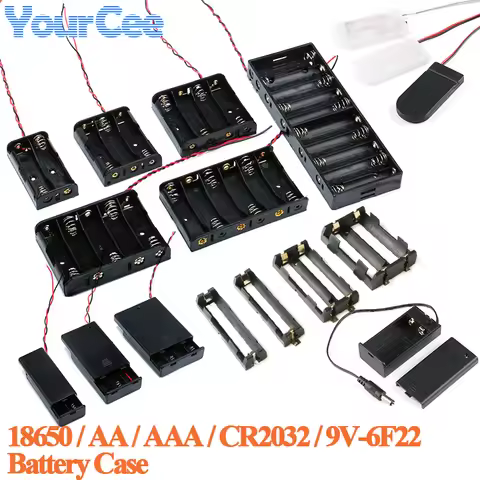 2pcs/1pc 18650 CR2032 AA AAA 9V-6F22 Lithium Battery Box Power Bank Cases in Parallel Series Battery
