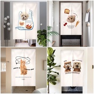 Cute Cat Door Curtain for Kitchen Half Height Doorway Curtain for Toilet Cartoon Dog Door Curtain Velcro Short Door Curtain for Kitchen Toilet Japanese Style Door Curtain