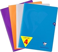 Clairefontaine 293362AMZ - Set of 4 Mimesys notebooks, 48 sheets, DIN A4+, 24 x 32 cm, 90 g, squared