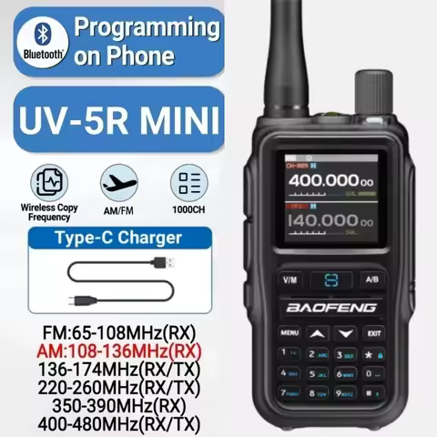 Baofeng 5R Mini Walkie Talkie Long Range Bluetooth Programming 5Watts Wireless Copy Frequency Ham Ra
