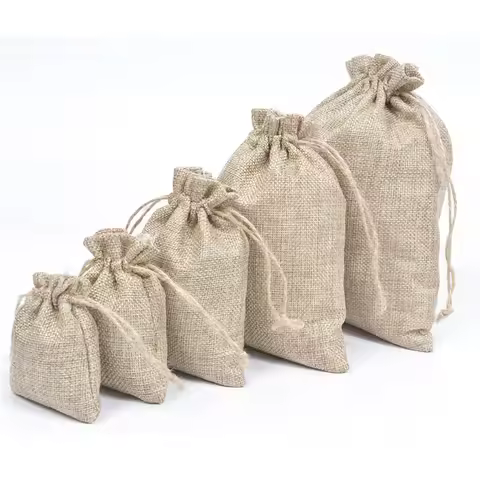 7x9 9x12 10x15 15x20 17x23 20x30cm Vintage Jute Burlap Drawstring Gift Bag Christmas Halloween Weddi