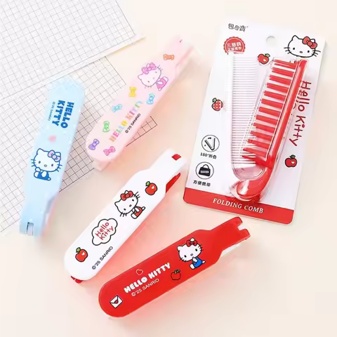 Genuine Sanrio Hair Care Comb Cartoon Cinnamoroll Melody Travel Portable Double-Fold Comb Lady Perso