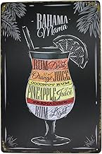 ARTCLUB Bahama Mama Rum Orange Pineapple Juice, Drink Poster Metal Tin Sign, Antique Plaque Pub Bar 