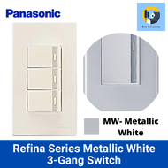 Panasonic Metallic White Refina Series 1 Way Switch Set 1 2 or 3 Gang or Blank Plate