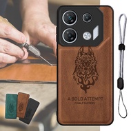 Luxury Leather Case Wolf Design For Infinix GT 10 Pro X6739 with Adjustable Phone Lanyard