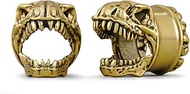 2PCS 2g 0g 00g-1" Gothic Ear Tunnels for Stretched Ears – Vintage Animal Skull Plugs with Thick Silv