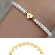 สร้อยข้อมือ A-Z 26 & ลูกปัด หัวใจ เรียบง่าย 1 ชิ้น