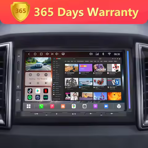 7 inch Android Double Din Car Stereo with Rhythmic Light Bar Sentry Mode Recording Dash Camera Bluet