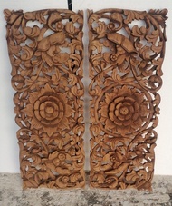 2 Pcs Extra thickness wood carving panel 14 x 36 inches Thinness 1.5 inches Mandala Flora wood carve