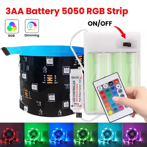 Rgb 5050 Led Strip Lights AA Battery Smart Led Tape Light 5V Flexible Led Lighting Strips Adhesive L