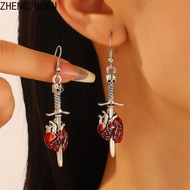 Halloween Earrings Skull Heart Bloody Sword Gothic Bone Dangle Earring