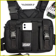 ✧ ➕◬ ۞ USAGI Vlogger 2 Chest Cam Motorcycle Bag w/ Smartphone Holder Pouch Body Camera