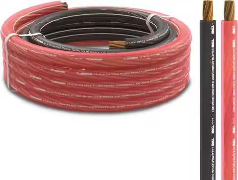 PW-1/0GA-5BK/20RD 1/0 GA 25ft Ultra Flex Power Wire CCA 0 Gauge, 5ft-Black and 20ft-Red - Power Ampl