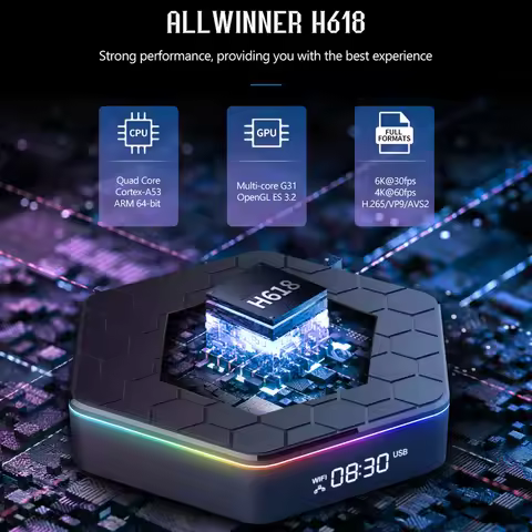 T95Z Plus Android 12.0 Smart TV Box Allwinner H618 Quad-core 4K Media Player 6K Decording H.265 VP9 