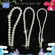 Pearl Necklace with Beach Outfit Beach Accessories 40cm Long