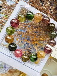 天然彩色大珠碧璽12.8-13.3mm57.09g經典配色稀有旺夫石電氣石