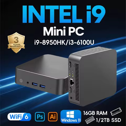 MINI PC Windows 11 Intel Core i9 8950HK/Core i3-6100U 16GB RAM 1TB SSD WIFI 6 BT5.2 4K HD Mini Gamin
