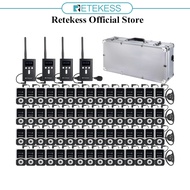 Retekess T130S Tour Guide System Wireless Lavalier Microphone Head Microphone System with 64-slot Charging Case for Churches Lectures Tours Training
