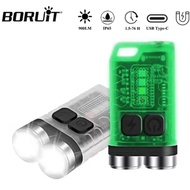 BORUiT V3 Keychain Flashlight, 900LM Rechargeable LED Work Light, Type-C Charging, Magnetic & UV Fun