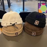 BAIHEE Kids Docker Cap, Solid Color C Letter Brimless Hat,  Corduroy Adjustable Design Warm Fabric H