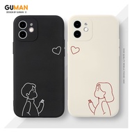 GUMAN Soft Silicone Matching Couple Set Cute Aesthetic Shockproof Square Phone Case Cover Casing Com