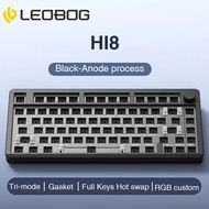 LEOBOG คีย์บอร์ด Hi8 75% กำหนดเอง80คีย์ Tri-Mode Type-C/2.4G/Bluetooth Hot Swap คีย์บอร์ดแบบกลไกแบ็ค