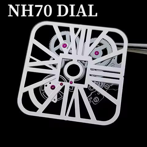 27mm NH70 Watch Square Dial Skeleton Dial Customized Logo Dial Roman Numerals Dial Fit NH70 Movement