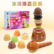 Ice Cream Stacking Music Play House Toys Hand-Eye Coordination Parent-Child Interaction Table Game E