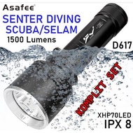Senter Diving / Senter Menyelam Asafee D617 IPX 8 / Senter Scuba Asafee / Senter Antri Air / Senter