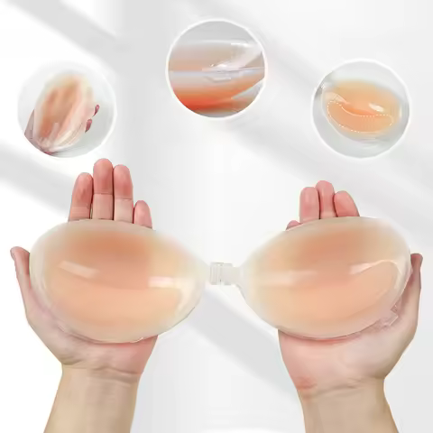 Invisible Push Up Bra Women Silicone Nipple Cover Chest Pad Lingerie Bra With Invisible Strap Front 