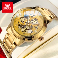 OPK Automatic watch for men original waterproof 2024 diamond skeleton dial luminous stainless steel 