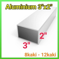 Aluminium Hollow 3"x2" 8kaki - 12kaki (1.2mm)