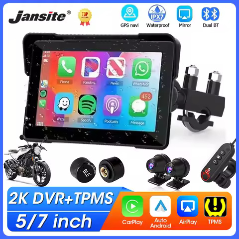 Jansite 5/7 inch Portable Carplay Motorcycle DVR GPS Navigation IPX7 Waterproof LCD Display For Wire