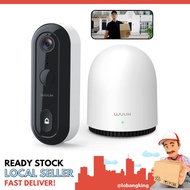 [sgstock] Video Doorbell Wireless, WUUK Smart Doorbell Camera (Battery Powered) with Base Station, 2