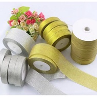 Glitter Ribbon 4 cm Per Roll 25 Yards Glitter Ribbon/ 4 cm Gold and Silver Per Roll 25 Yards