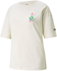 PUMA - Womens Downtown Graphic T-Shirt, Color Ivory Glow, Size: Large