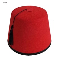 AIQINUW Felt Fez Cap, Round Moroccan Hat Tarboosh Fez Hat, Universal Breathable Cosplay Ottoman Turk