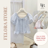 [Felora - Summer Collection] Korean Lady's Loose Pleated Ball Shirt - 709
