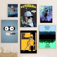 Futurama Bender Poster  Waterproof Sticker for Coffee House Bar Fashion Room Decor  Wall Art for Hom