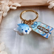 聖誕禮物【手作吊飾】小海豹綴金榜題名配飾 天藍雲煙釉 陶藝 生