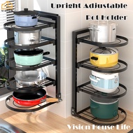 Vision Kitchen Wall-mounted Pot Rack Multi-functional Stand Storage Rack Cookware Organizer Pan Pot 