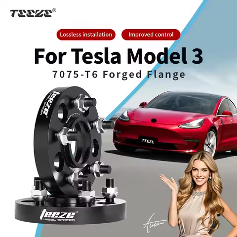 Teeze 2/4pcs 5x114.3 CB 64.1mm M14x1.5 Hub Centric Black Forged Wheel Spacer For TESLA Model 3 Flang