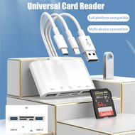 เครื่องอ่านการ์ด5In 1 Phone to TF+SD+2USB card reader Type-C/Lightning To USB OTG Adapter TF SD Memo